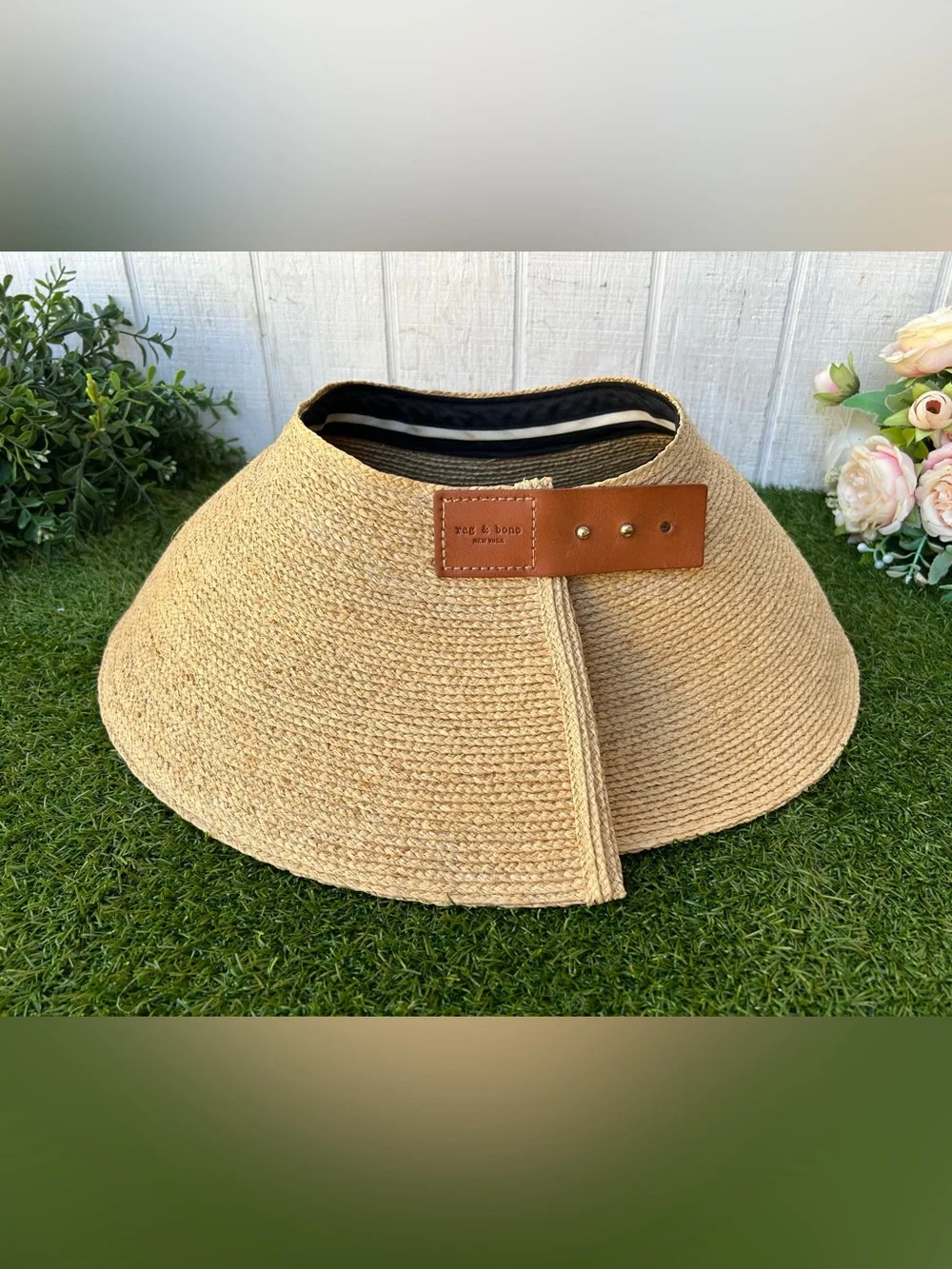 rag & bone Meredith Rollable Raffia Visor $278 Color: Natural Straw one size new